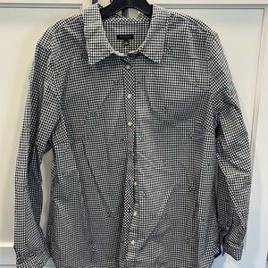 Talbots black and white checkered button down